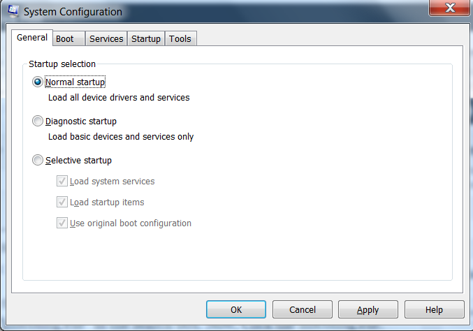 msconfig